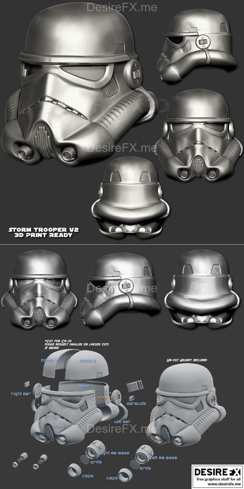 Hex3D - 斯特拉特部队V2头盔 - 3D打印模型|Hex3D – Stormtrooper V2 Helmet – 3D Print Model STL