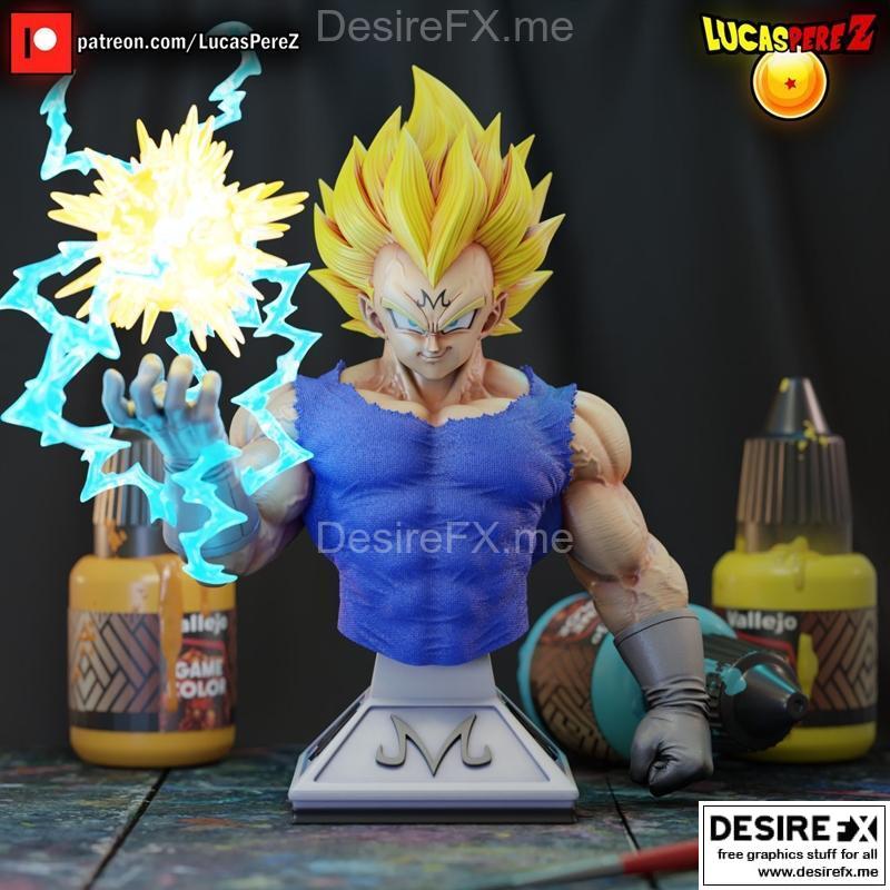 悟天常规胸模 - 3D打印模型|Majin Vegeta Regular Bust – 3D Print Model STL