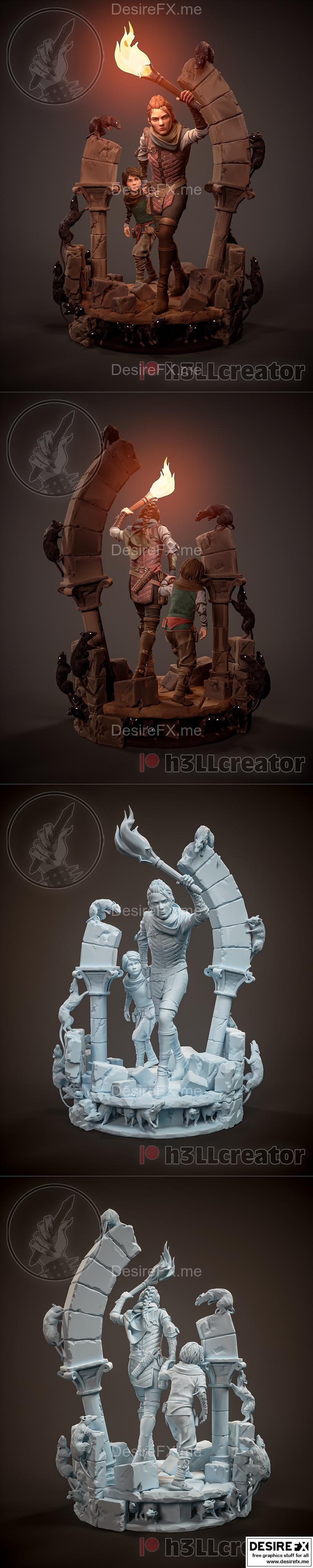 H3LL创作——Amicia与Hugo 3D打印模型|H3LL Creator – Amicia and Hugo – 3D Print Model STL