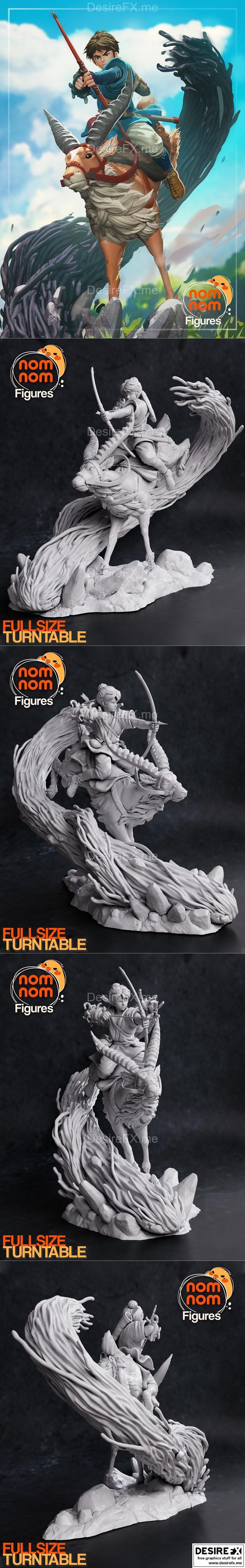 公主 Mononoke 3D 打印模型|NomNom Figures – Ashitaka – Princess Mononoke – 3D Print Model STL