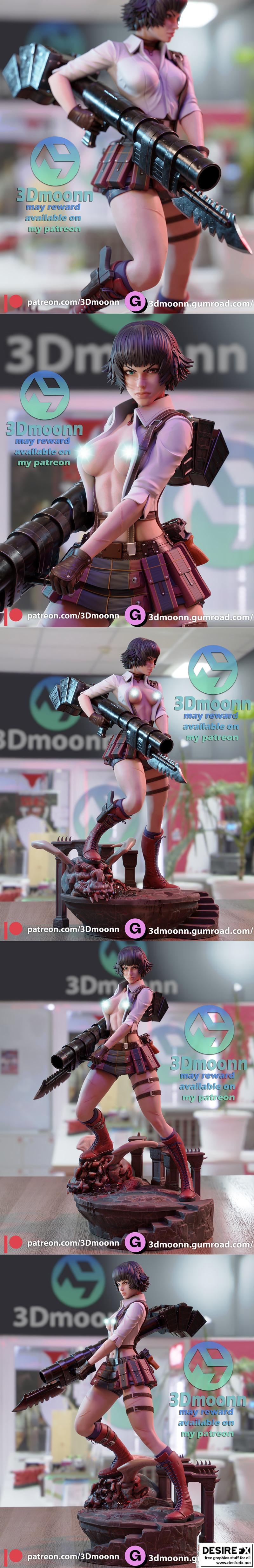 Devil May Cry 3 3D打印模型|Lady Devil may cry 3 – 3Dmoonn – 3D Print Model STL