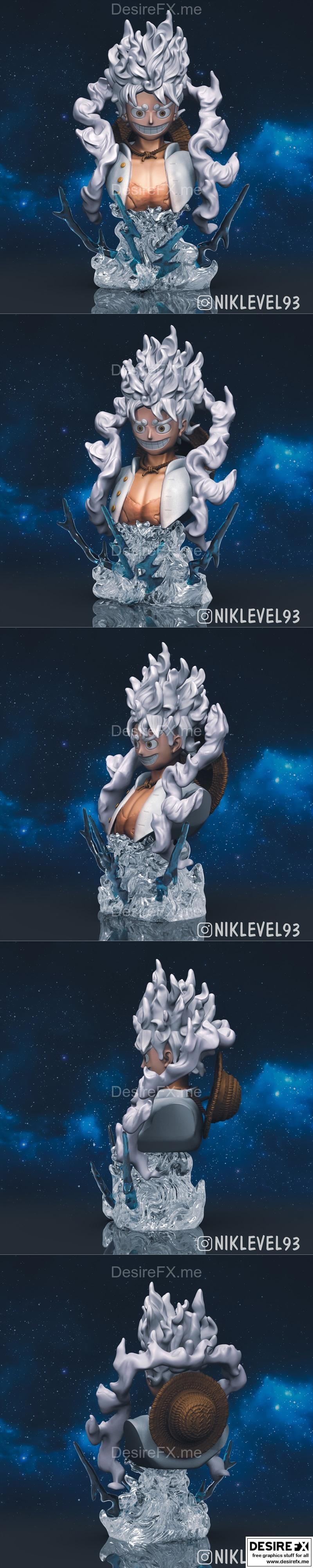《海贼王3D打印模型：路飞》|Luffy Nika Bust One Piece – 3D Print Model STL