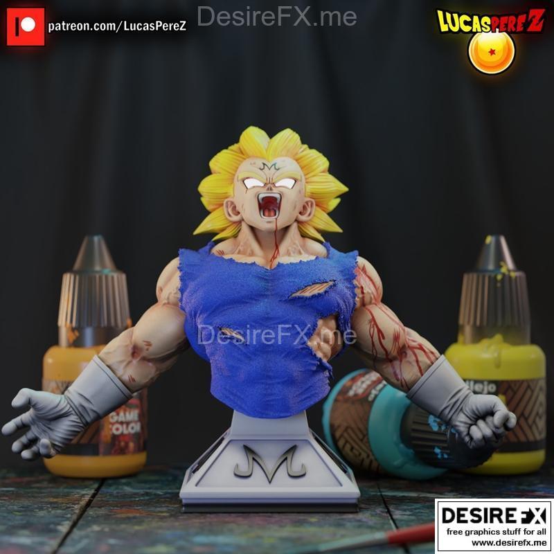 贝吉塔特别版胸像 3D打印模型|Majin Vegeta Especial Bust – 3D Print Model STL