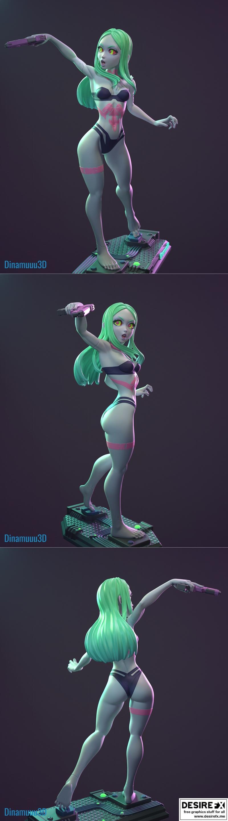 Dinamuuu3D 3D打印模型：Rebecca Edgerunner角色模型|Dinamuuu3D – Rebecca Edgerunner – 3D Print Model STL