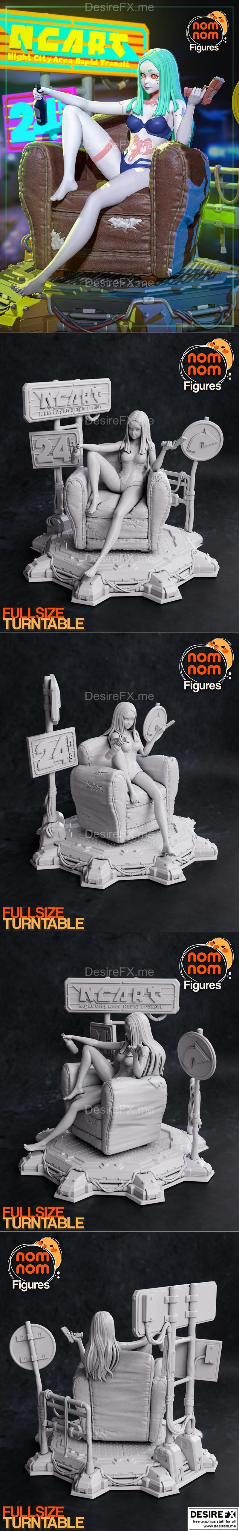 NomNom系列3D打印模型：赛博朋克边缘狂徒角色造型|NomNom Figures – Rebecca Cyberpunk Edgerunners – 3D Print Model STL