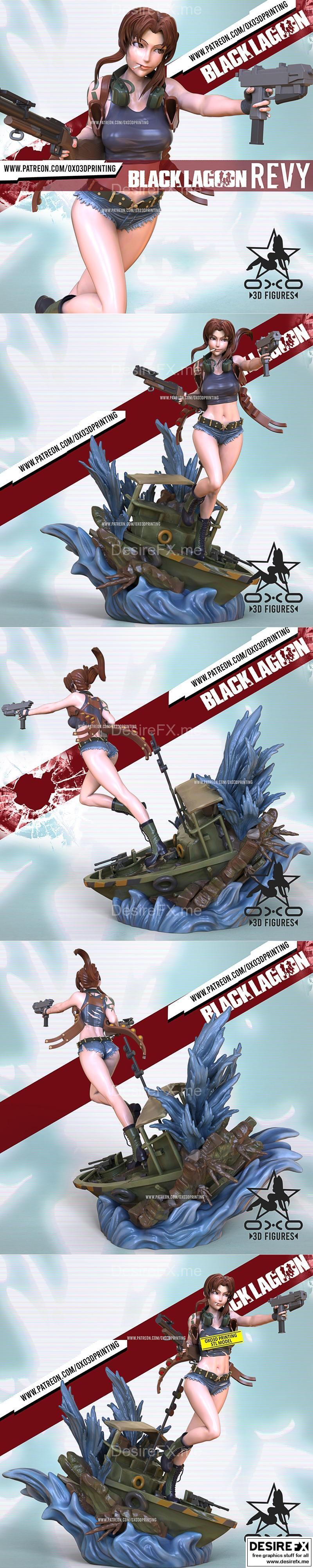 OXO3D - 黑色海域 - 3D打印模型|OXO3D – Revy – Black Lagoon – 3D Print Model STL