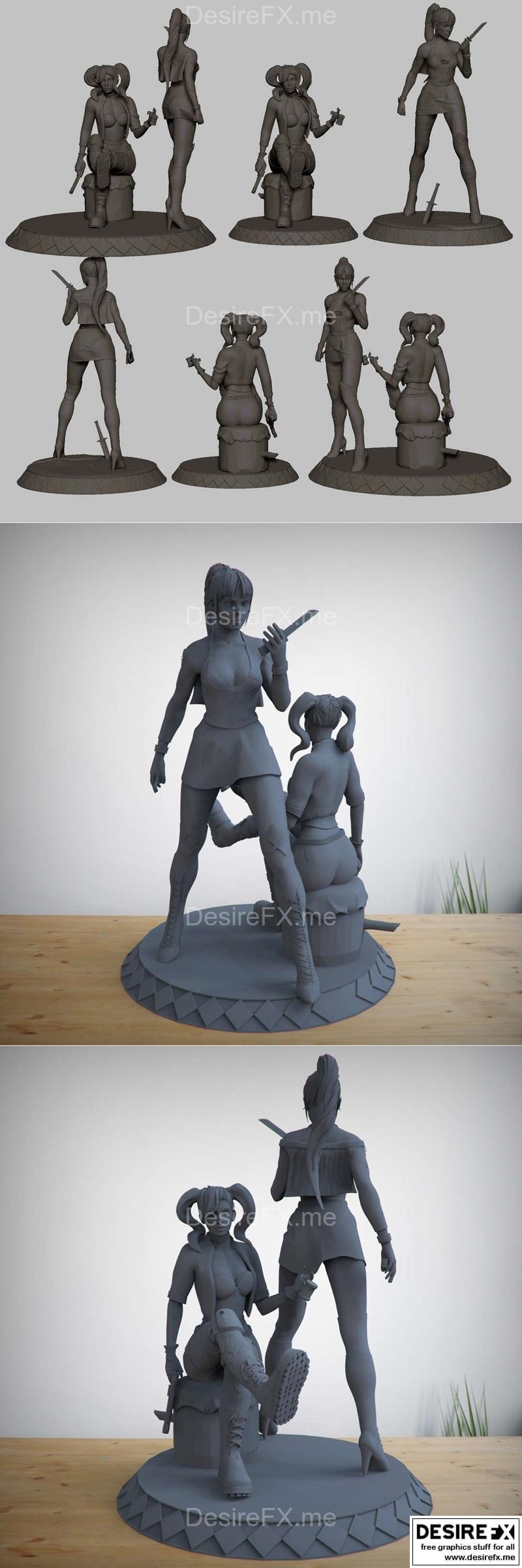 哈雷与冷笑话——3D打印模型|Harley and Punchline – 3D Print Model STL