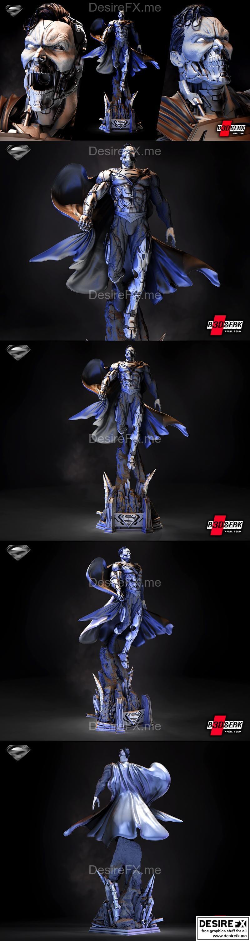 B3DSERK - 机械超人 3D打印雕塑模型|B3DSERK – Cyborg Superman Sculpture – 3D Print Model STL
