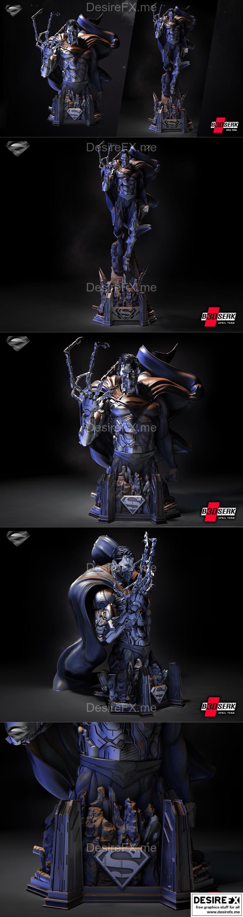 B3DSERK – 超人机械人雕塑 3D打印模型|B3DSERK – Superman Cyborg Bust – 3D Print Model STL