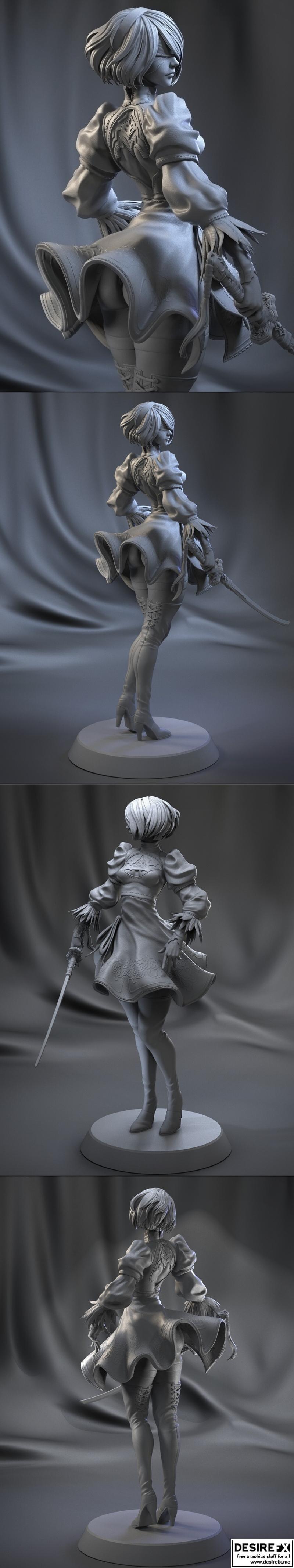 丹尼尔·穆达托索斯 2B 《尼尔：自动人形》3D打印模型|Daniel Moudatsos – 2B – Nier Automata – 3D Print Model STL
