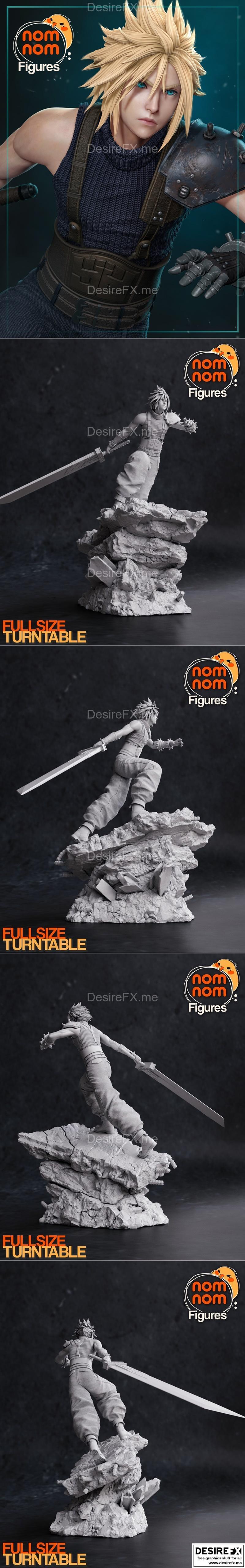 终焉之刃 云顶之巅3D打印模型|NomNom Figures – Cloud Strife from Final Fantasy VII – 3D Print Model STL