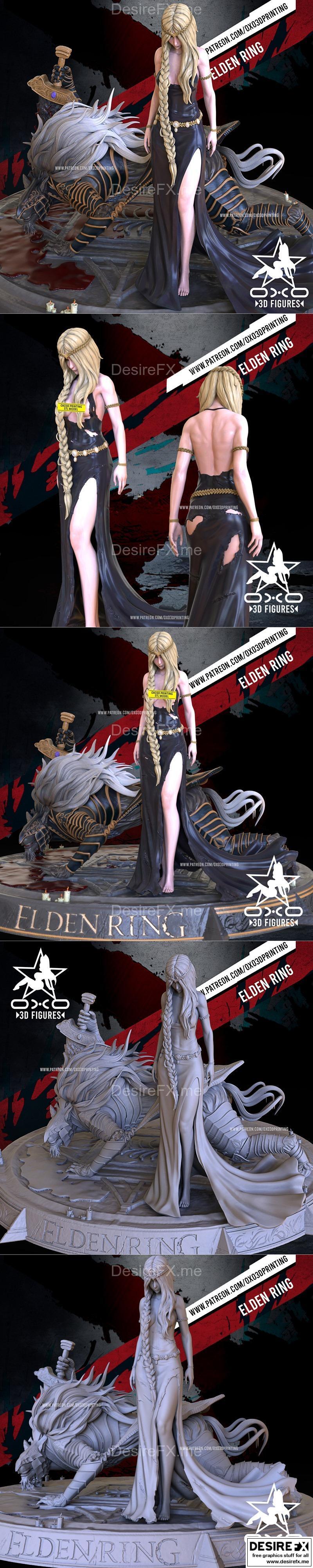 OXO3D - 伊甸之环 - 皇后玛里卡与马利克特场景模型|OXO3D – Queen Marika and Maliketh Diorama – Elden Ring – 3D Print Model STL