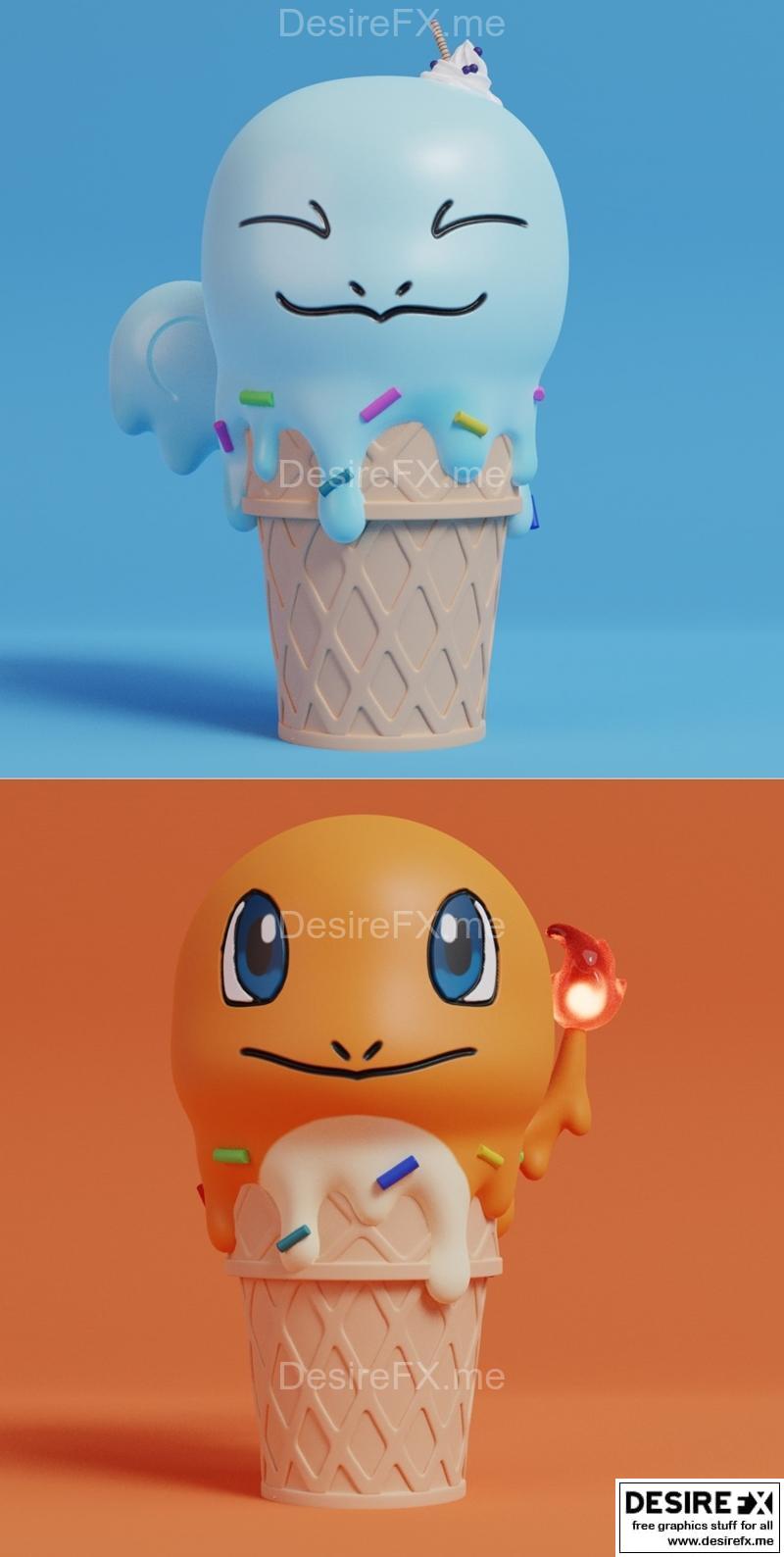 宝可梦 - 火焰猴 - 3D打印模型|Pokemon – Charmander Ice Cream – 3D Print Model STL