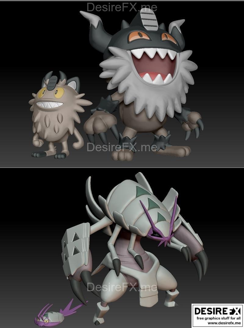 宝可梦Galar地区Meowth与Golisopod 3D打印模型|Galarian Meowth and Golisopod Evo – 3D Print Model STL