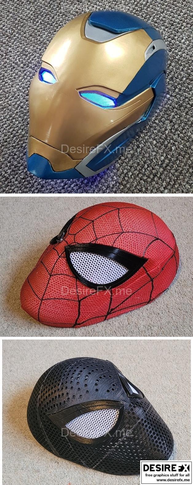 蜘蛛侠面罩V3带镜片与佩珀·波茨救援头盔 3D打印模型|Spider-Man faceshell mask V3 with lenses and Pepper Potts Rescue Helmet – 3D Print Model STL