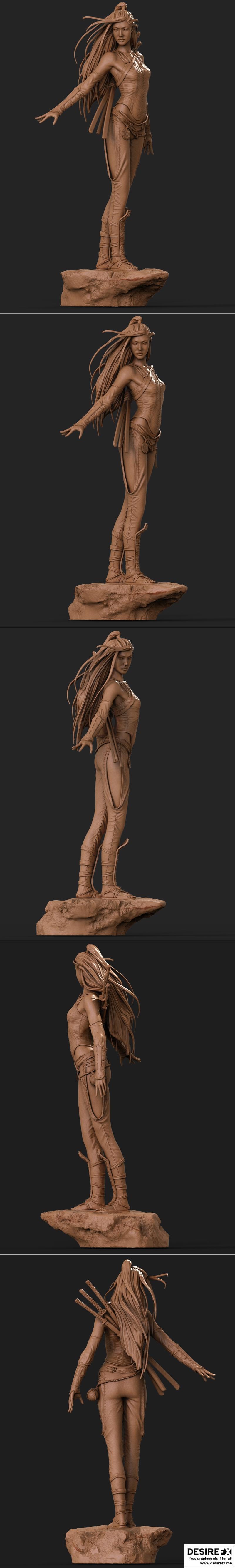 亚洲战士 - 路易斯·罗约 - 3D打印模型|Asian Warrior – Luis Royo – 3D Print Model STL