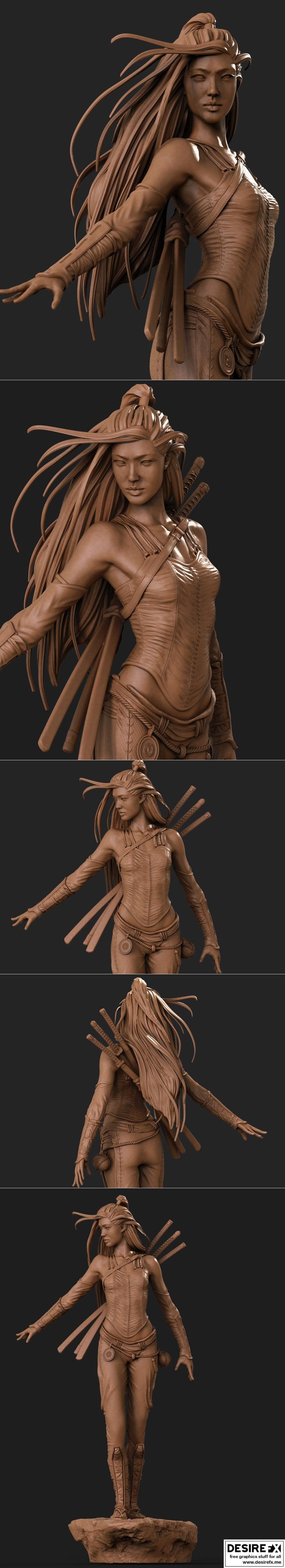 亚洲战士 - 路易斯·罗约 - 3D打印模型|Asian Warrior – Luis Royo – 3D Print Model STL