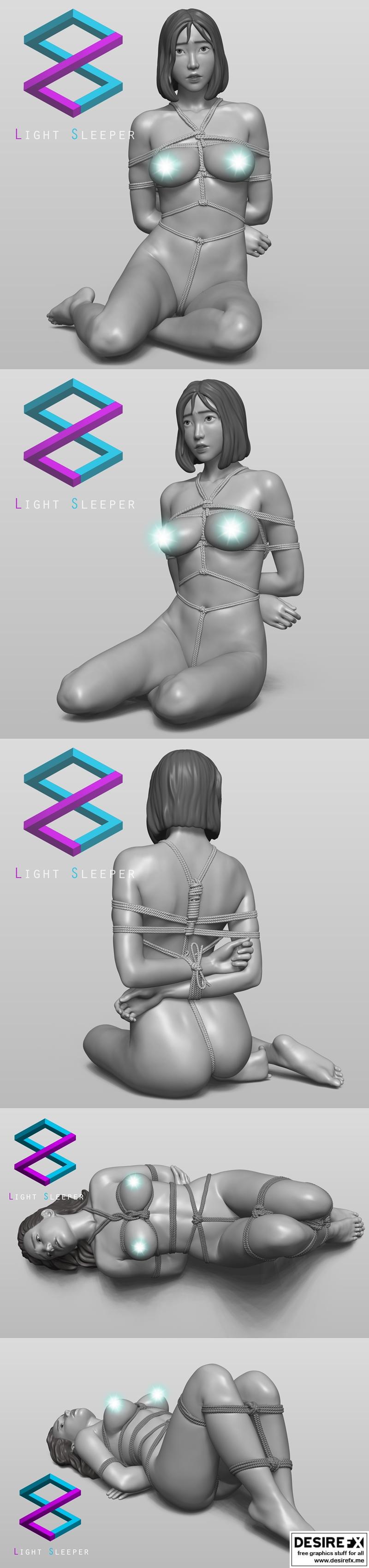 日本缚艺雕塑 亚洲裸体女性束缚造型 3D打印模型|Shibari Kinbaku Japanese bondage art statue Nude Woman Asian Bound v1-2 – 3D Print Model STL