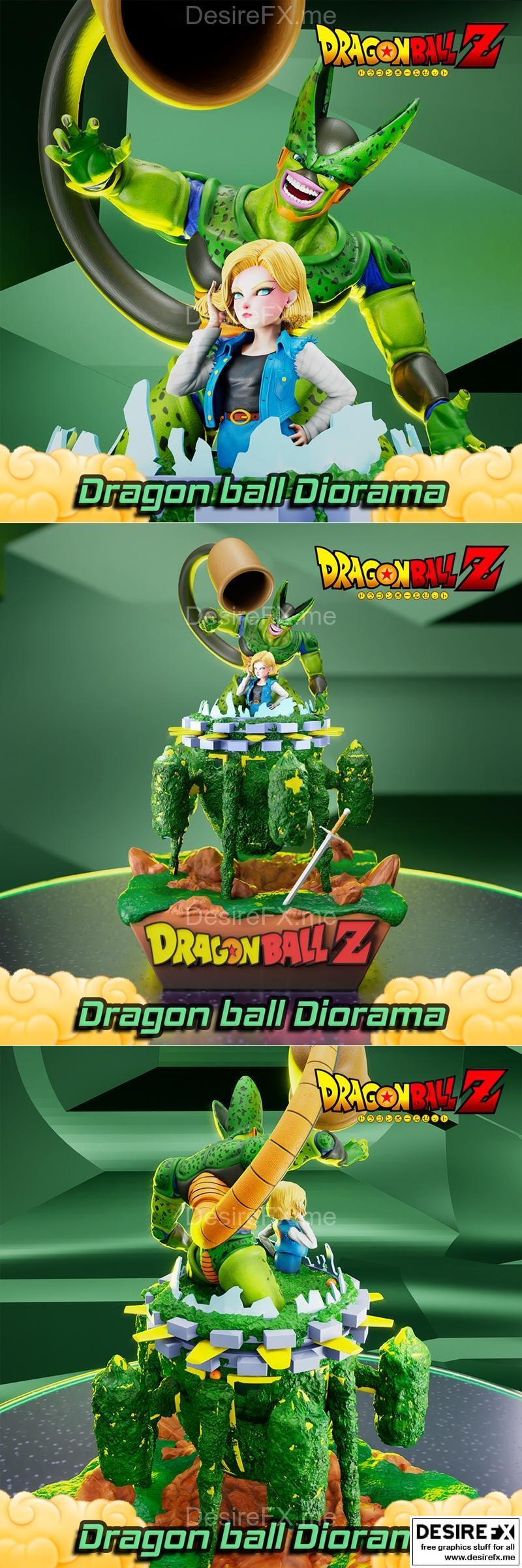 龙珠故事 细胞 3D打印模型|Dragon Ball Saga Cell Diorama – 3D Print Model STL