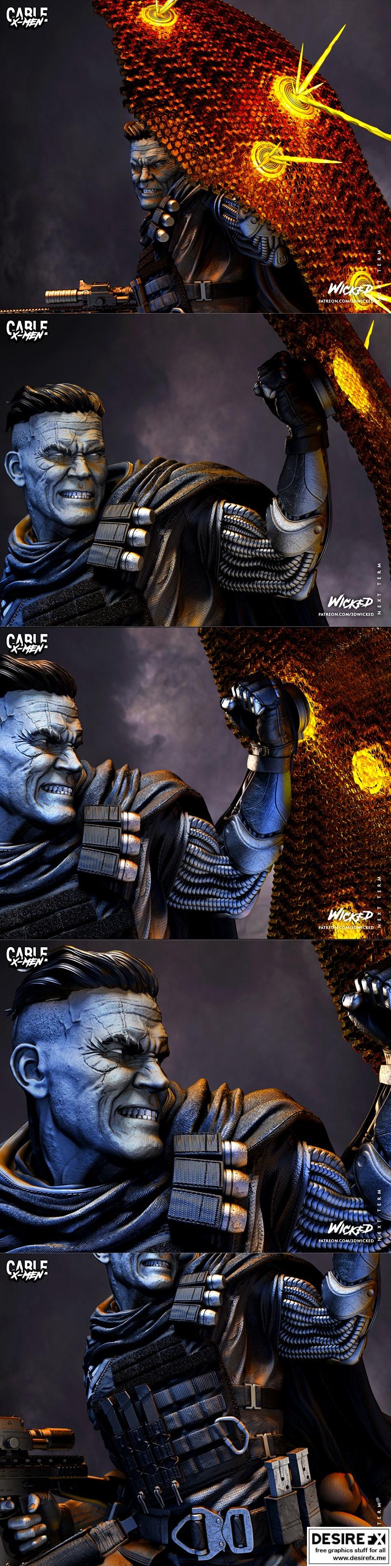 邪恶之徒——漫威电缆雕塑3D打印模型|Wicked – Marvel Cable Sculpture – 3D Print Model STL