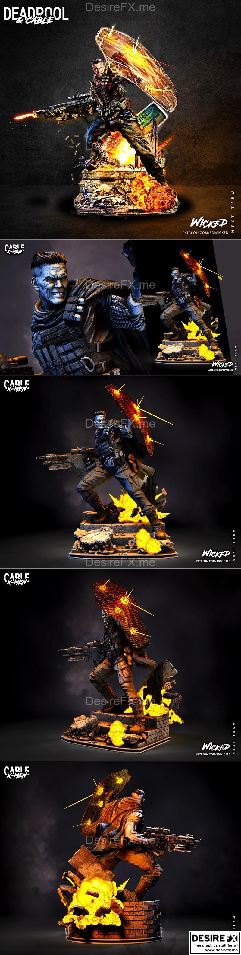 邪恶之徒——漫威电缆雕塑3D打印模型|Wicked – Marvel Cable Sculpture – 3D Print Model STL