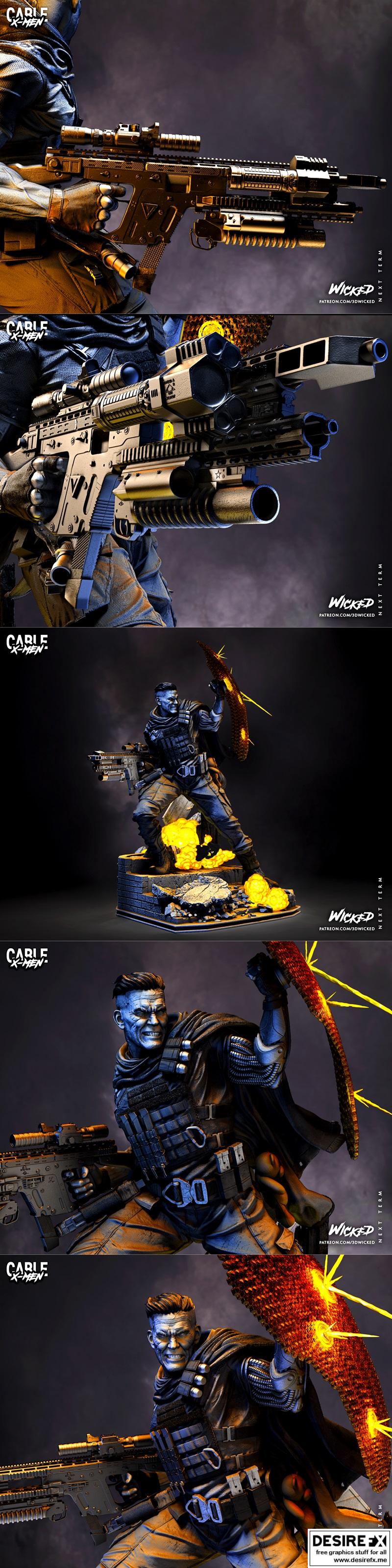 邪恶之徒——漫威电缆雕塑3D打印模型|Wicked – Marvel Cable Sculpture – 3D Print Model STL