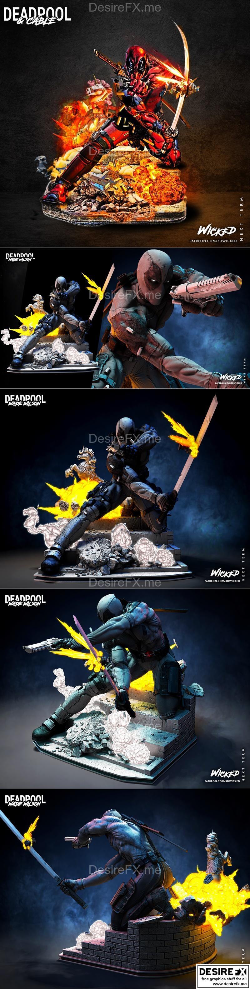 漫威死侍3D打印模型|Wicked – Marvel Deadpool Sculpture – 3D Print Model STL