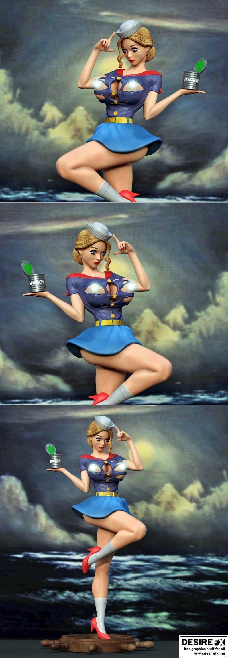 Popeyes女孩 3D打印模型|Popeyes Girl – 3D Print Model STL