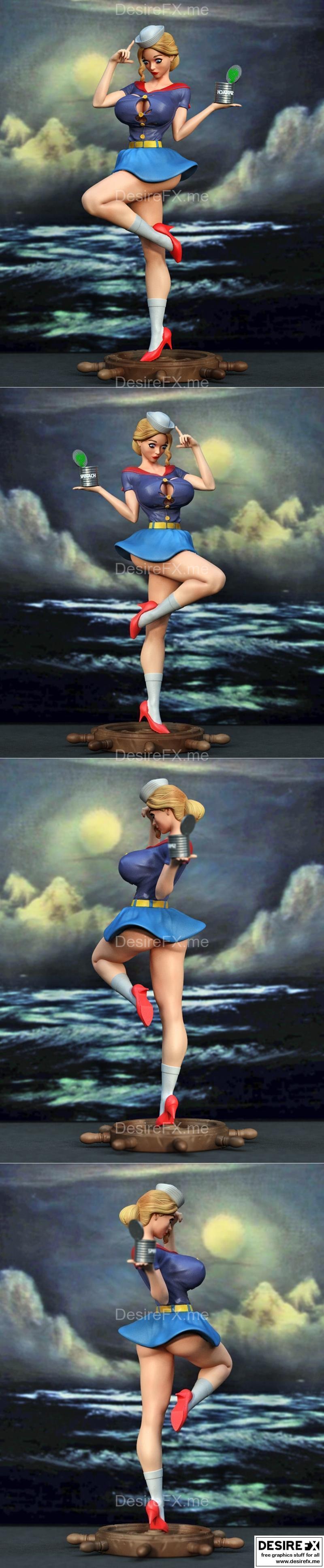 Popeyes女孩 3D打印模型|Popeyes Girl – 3D Print Model STL