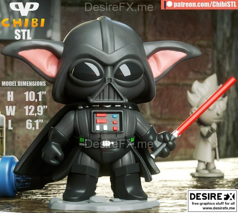 3D打印模型：小Yoda变身卢克·天行者萌系造型|3DXM – Baby Yoda as Darth Vader Chibi – 3D Print Model STL