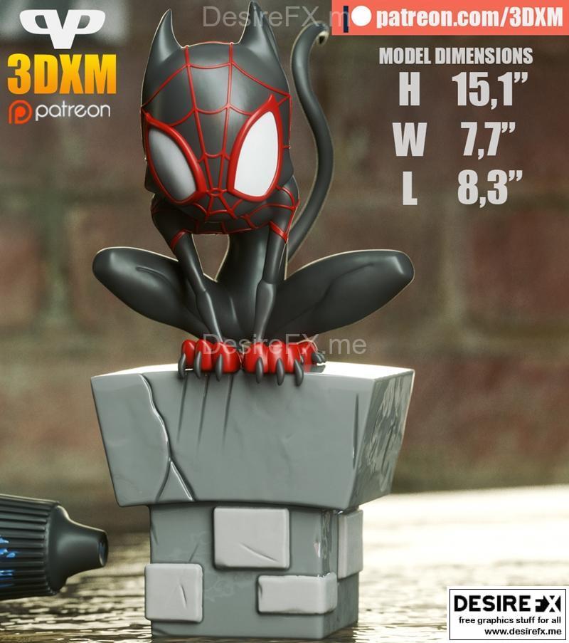 3DXM - 美国队长小熊 - 3D打印模型|3DXM – Miles Morales Cat Chibi – 3D Print Model STL