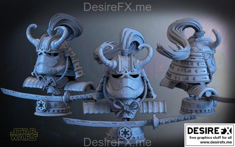星球大战——风暴兵头盔3D打印模型|Star Wars – Storm Trooper Samurai Helmet – 3D Print Model STL