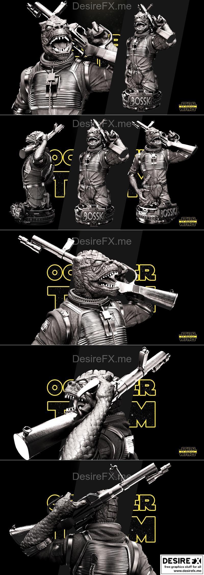 星球大战Bossk 3D打印模型|Star Wars Bossk Bust – 3D Print Model STL