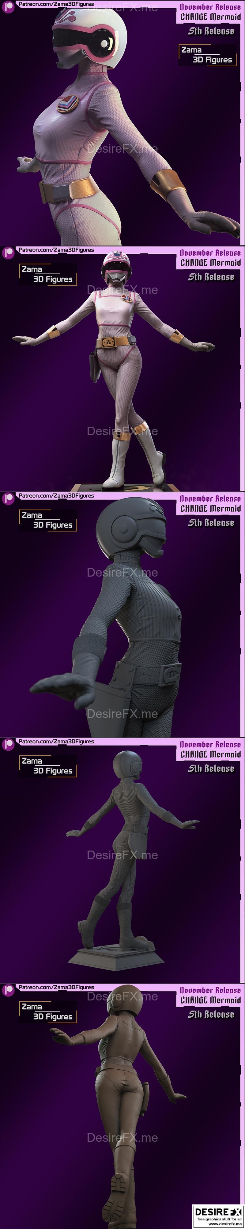 Zama3D作品《改写航海士》3D打印模型|Zama3DFigures – Change Mermaid – 3D Print Model STL