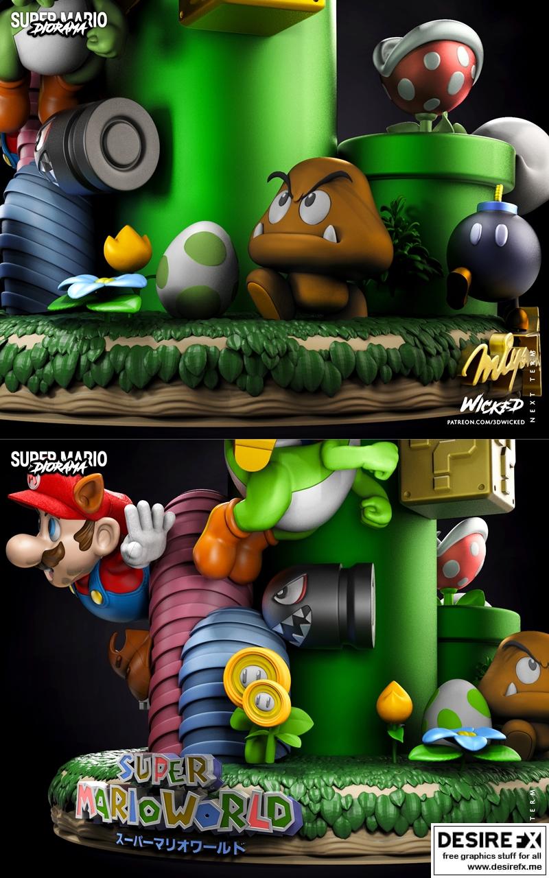 超级马里奥3D打印模型雕塑完整版|Wicked – Video Game Super Mario Diorama Complete Sculpture – 3D Print Model STL