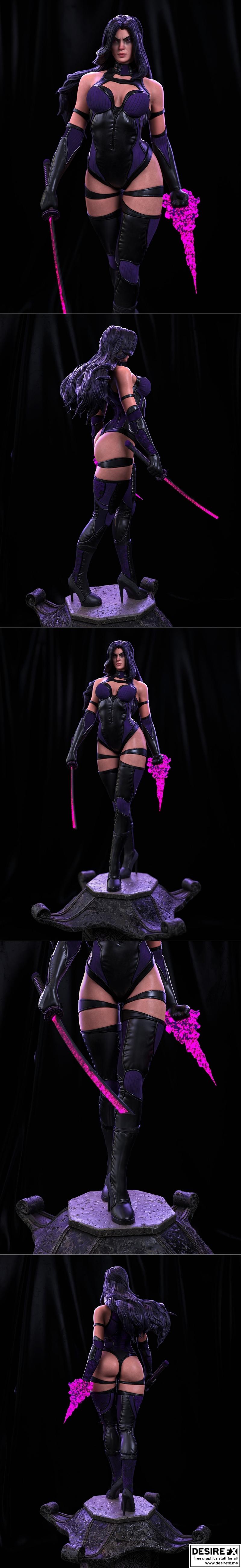 Psylocke 3D打印模型|Psylocke Statue – 3D Print Model STL