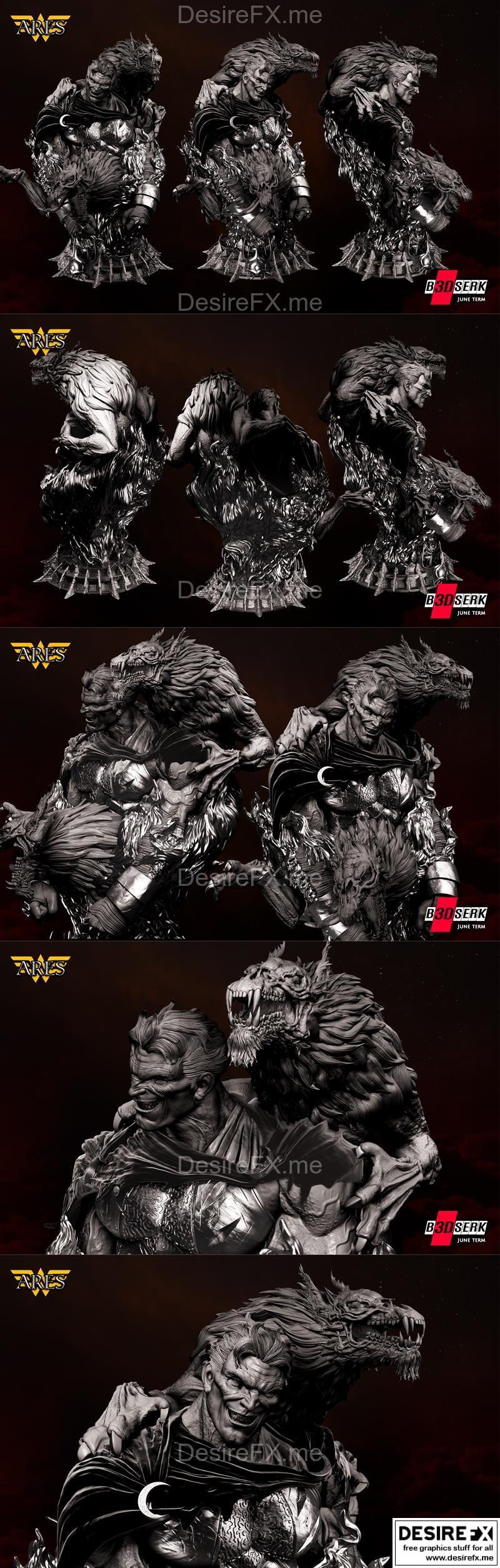 B3DSERK - 阿瑞斯雕像 - 3D打印模型|B3DSERK – Ares Bust – 3D Print Model STL