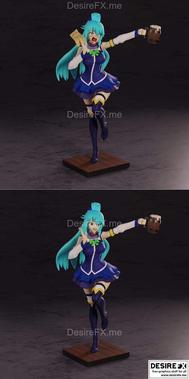 PolyBitsArt水元素雕像 3D打印模型|PolyBitsArt – Aqua Statue – 3D Print Model STL