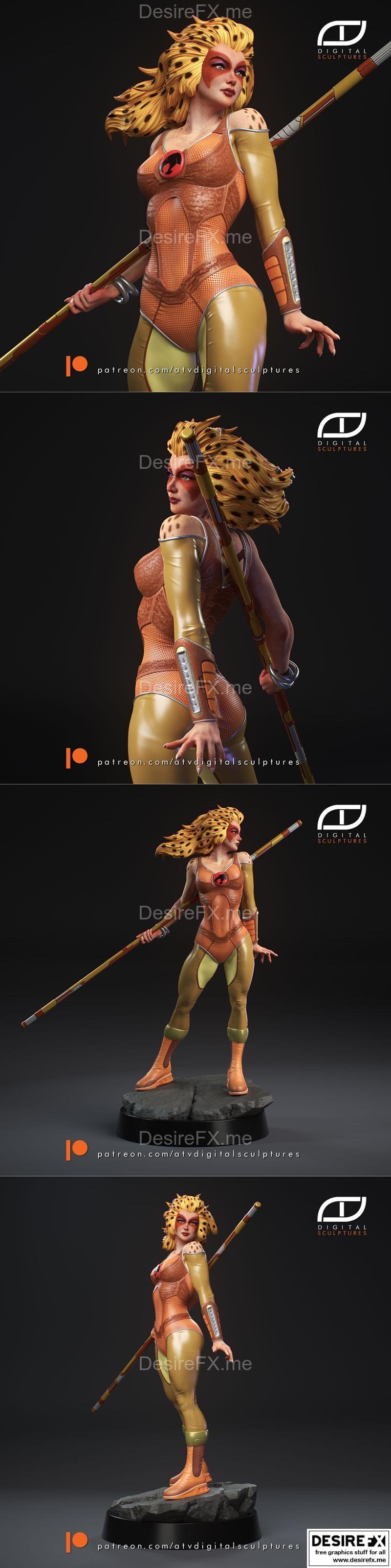 泰坦猫族——猎豹女 3D打印模型|Thudercats – Cheetara – 3D Print Model STL