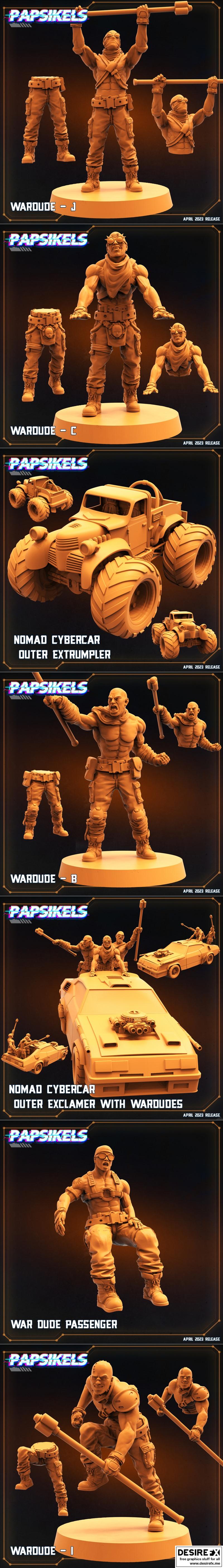 Papsikels迷你模型·战兵系列·2023年4月3D打印模型|Papsikels Miniatures – War Dudes April 2023 – 3D Print Model STL