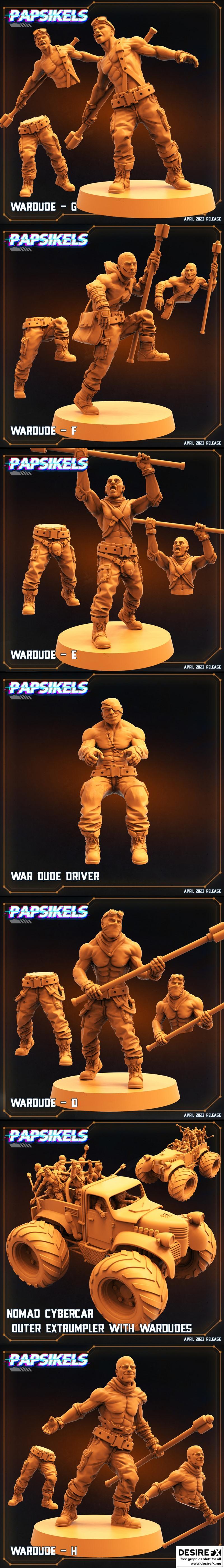Papsikels迷你模型·战兵系列·2023年4月3D打印模型|Papsikels Miniatures – War Dudes April 2023 – 3D Print Model STL