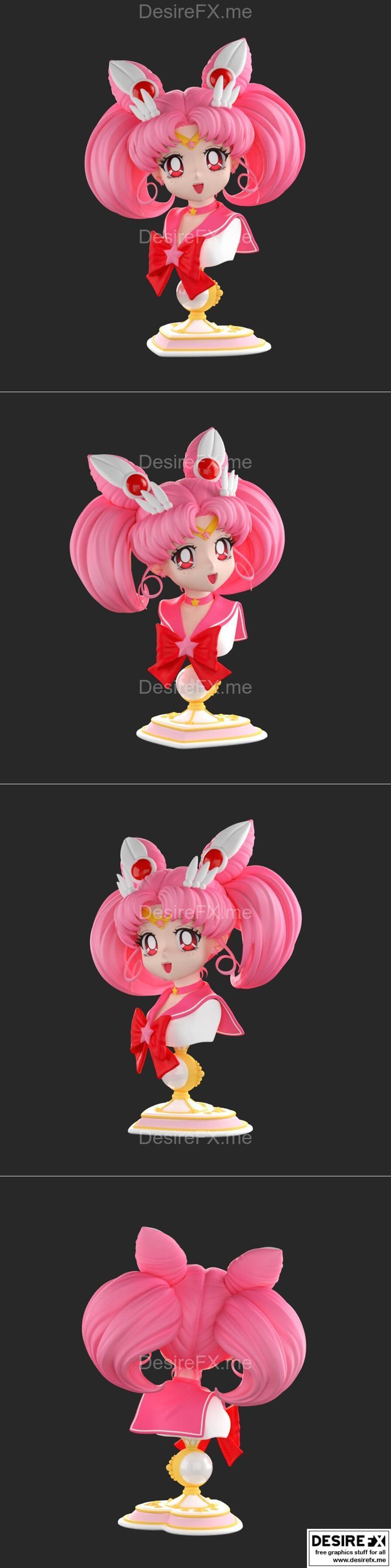 美少女战士琪亚拉 3D打印模型|Sailor Chibi Moon bust – 3D Print Model STL