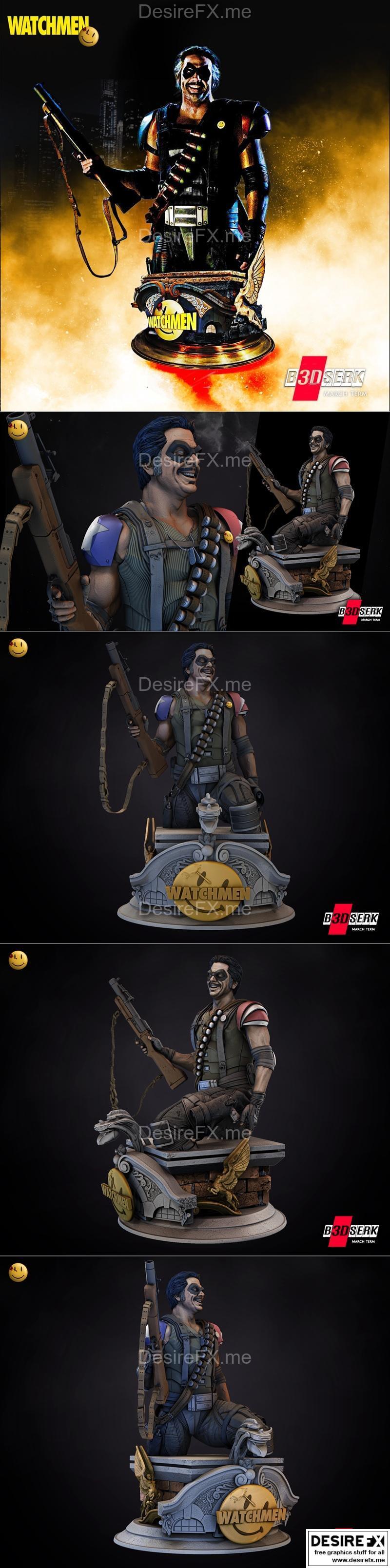 B3DSERK – 动漫游戏角色3D打印模型|B3DSERK – The Comedian Bust – 3D Print Model STL