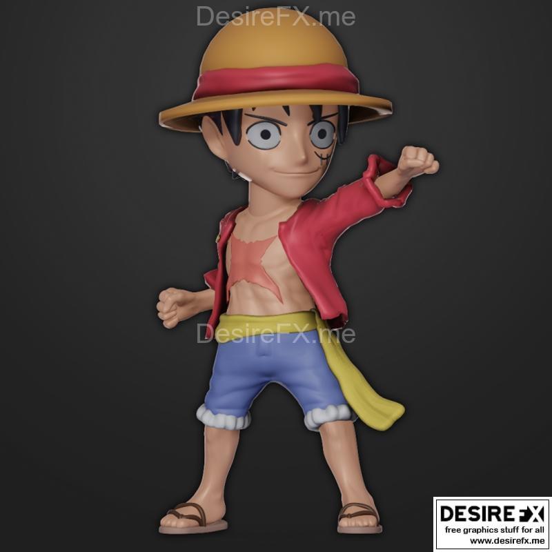 《海贼王3D打印模型：路飞摆件》|Monkey D. Luffy Bobblehead – 3D Print Model STL