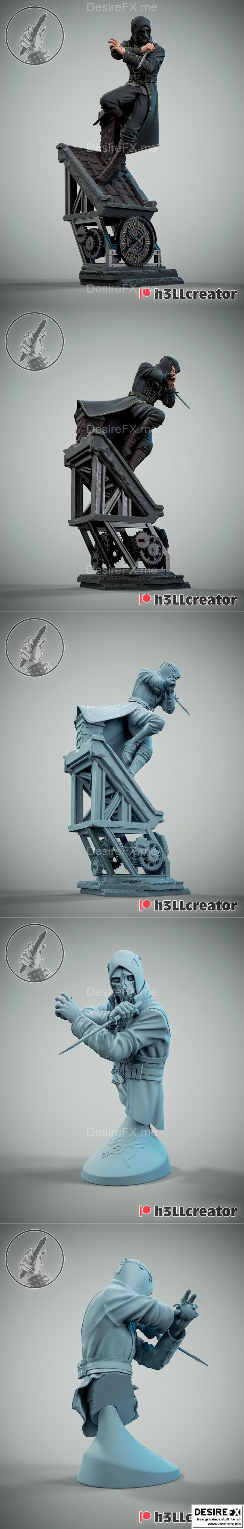 H3LL创作者 - 科尔沃雕塑及头像 - 3D打印模型|H3LL Creator – Corvo Sculpture and Bust – 3D Print Model STL