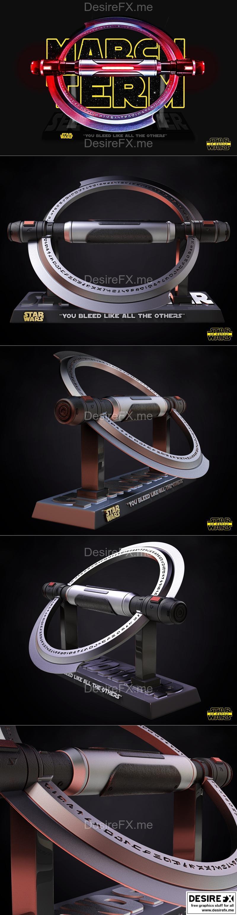 星球大战 二代姐妹追捕者光剑 3D打印模型|Star Wars – Second Sister Inquisitor Lightsaber Sculpture – 3D Print Model STL