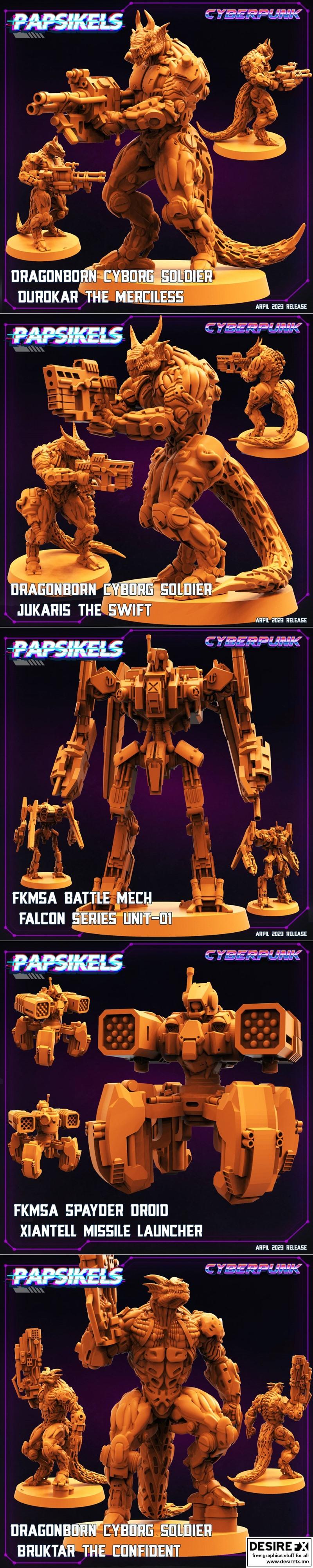 Papsikels迷你模型——赛博朋克2023年3D打印模型|Papsikels Miniatures – Cyberpunk April 2023 – 3D Print Model STL