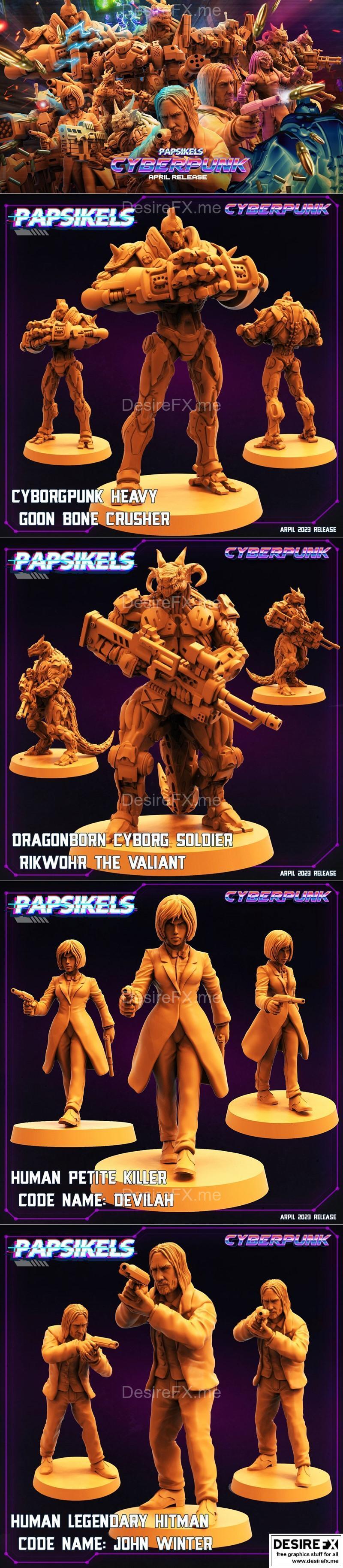 Papsikels迷你模型——赛博朋克2023年3D打印模型|Papsikels Miniatures – Cyberpunk April 2023 – 3D Print Model STL