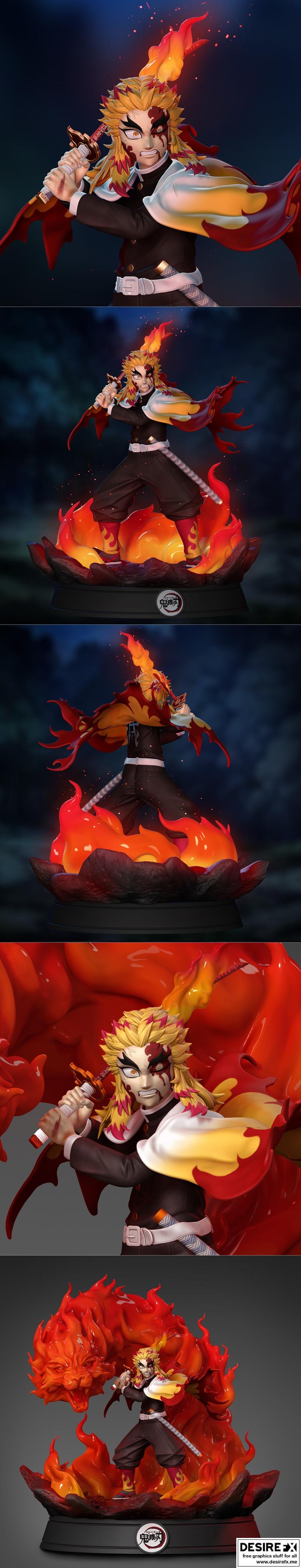 demon slayer 三眼草太郎 3D打印模型|Kyojuro Rengoku – Demon Slayer – Kimetsu no Yaiba – 3D Print Model STL