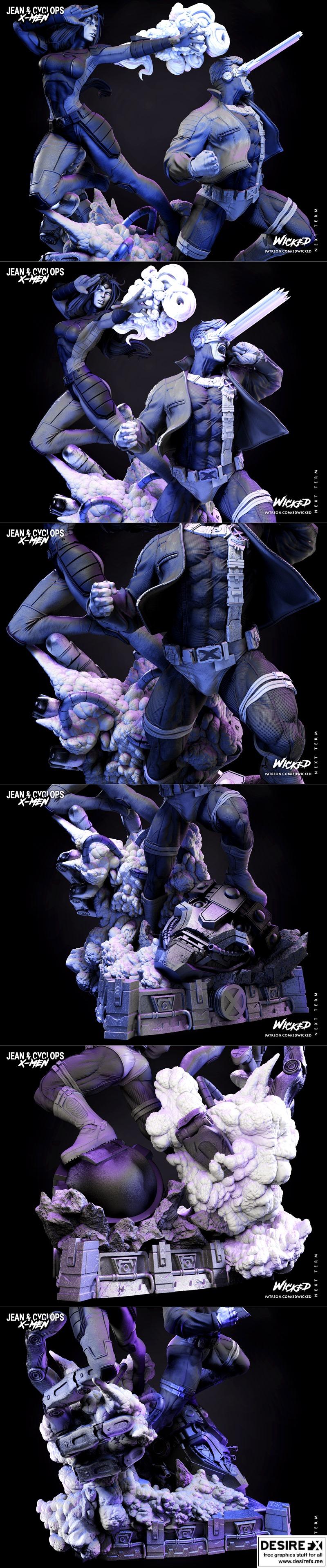 WICKED——迪奥拉姆3D打印模型|WICKED – Jean and Cyclops Diorama – 3D Print Model STL